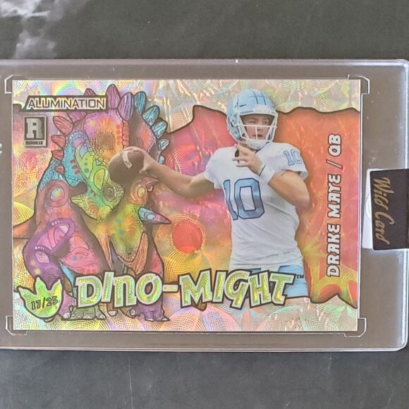 Drake Maye  2023 Wild Card Alumination Dino-Might #AD-DM Triceratops RC Patriots - Picture 1 of 7
